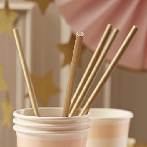 Ginger Ray Pastel Perfection Papier-Trinkhalme, metallisch, goldfarben (PP-651) von Ginger Ray