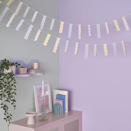 Ginger Ray Pastel Wavy Card Stick Garland Bunting Hanging Party Decoration 5m von Ginger Ray