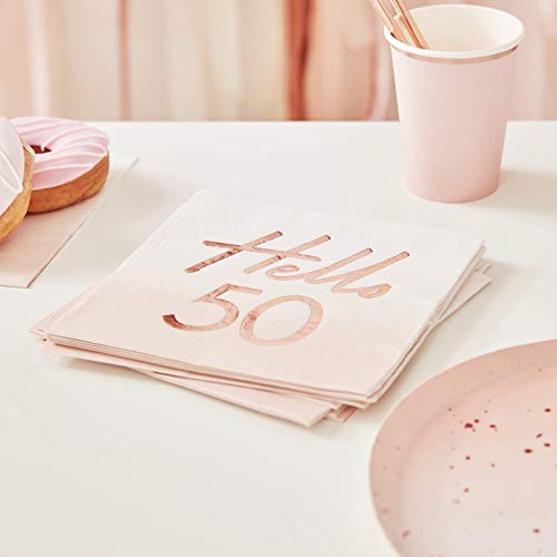 Ginger Ray Rose Gold Foiled Hello 50th Birthday Paper Party Napkins 16 Stück, papier von Ginger Ray