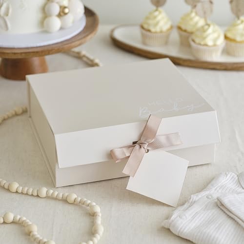 Ginger Ray Shower White 'Hello Baby Box with Gift Tag and Grosgrain Ribbon, Neutral von Ginger Ray