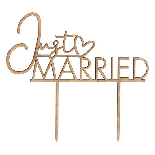 Ginger Ray Tortenaufsatz "Just Married" aus Holz, Braun, 0,3 x 15 x 13 cm, 20 g von Ginger Ray