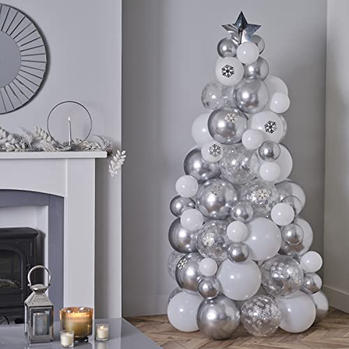 Ginger Ray Weihnachtsbaum aus Latexballons in silber & weiß mit Konfetti ideale Alternative Weihnachtsbaum von Ginger Ray