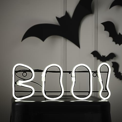 Ginger Ray White Boo Neon Light Up Halloween-Schild Tischdekoration, Weiß von Ginger Ray