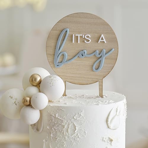 Ginger Ray Wooden Blue 'It's a Boy' Cake Topper Baby Shower Cake Decoration von Ginger Ray