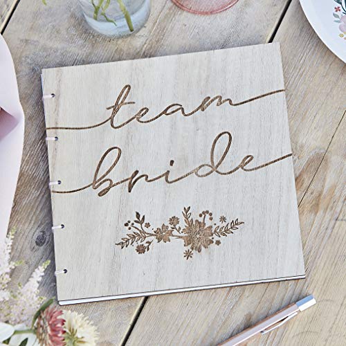 Ginger Ray Wooden 'Team Bride' Hen Party-Gästebuch von Ginger Ray