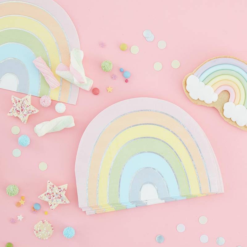 Papierservietten im Regenbogen-Design, 8er Pack, 17cm x 12cm von Ginger Ray