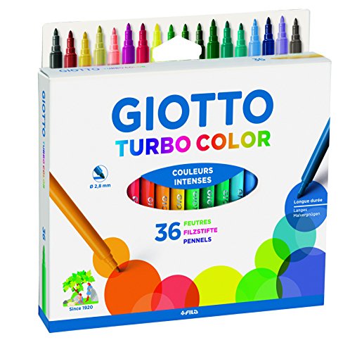 GIOTTO 0726 00 Turbo Color Fasermaler, Sortiert, Mehrfarbig, 36 Farben von GIOTTO