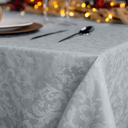 Giovanni Dolcinotti Rechteckige Tischdecke, schmutzabweisend, Weihnachten, 140 x 220 cm, Jacquard Damast, 8 Plätze – 100 % Made in Italy – Farbe Grau von Giovanni Dolcinotti