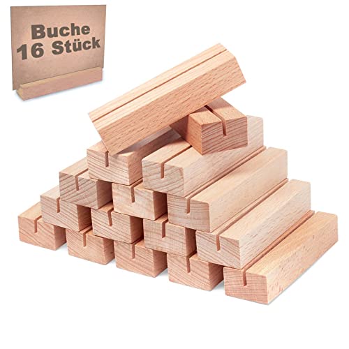 Gipizi Kartenhalter Holz 16 Stück Tischkartenhalter Fotohalter, Menükartenhalter für Restaurants, Tischnummer Platzkartenhalter für Hochzeiten, Bankette und Partys (Buche 16 Stück) von Gipizi