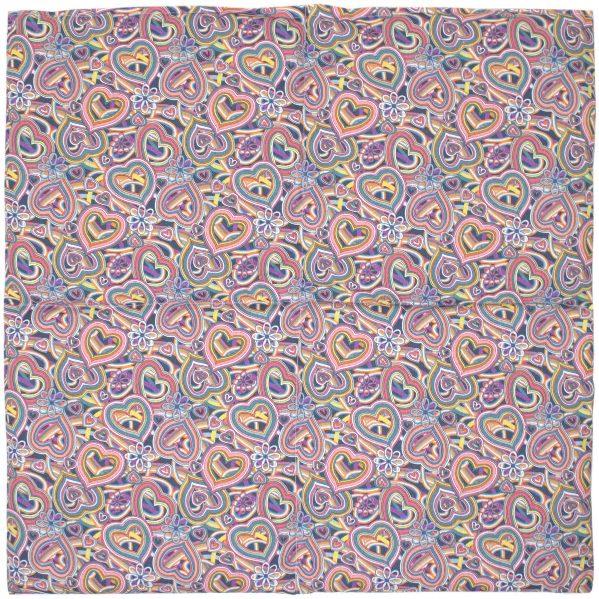 Körnerkissen 40x40cm 4-Kammer | Bio-stoff Psychedelic Heart Wärmekissen -> Mikrowelle&backofen Kältekissen Gefrierfach, Div Füllungen von Giraffenland