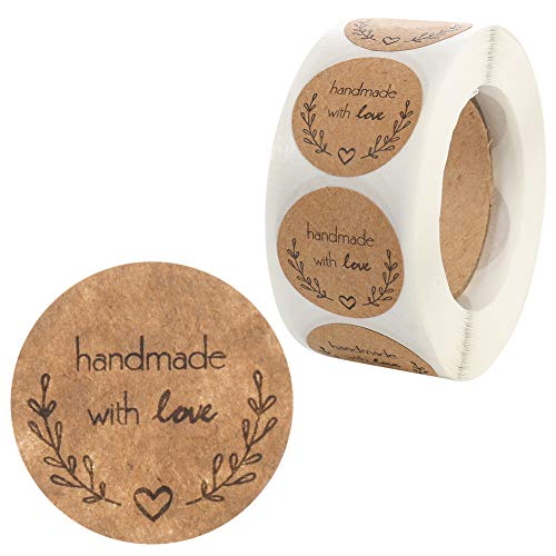 Girls'love talk 500 Stücke Kraftpapier Aufkleber Sticker Aufkleber Etiketten Runder Aufkleber, Selbstklebender Aufkleber, DIY Aufkleber, für Backen Geschenktüten Karte Briefumschlag Hochzeit von Girls'love talk