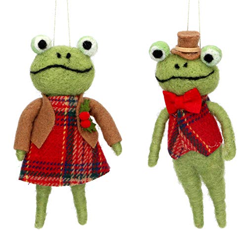 Gisela Graham - Mr. und Mrs. Frog Hängender Schmuck, 2er Set aus Wolle für Hochzeit von Gisela Graham