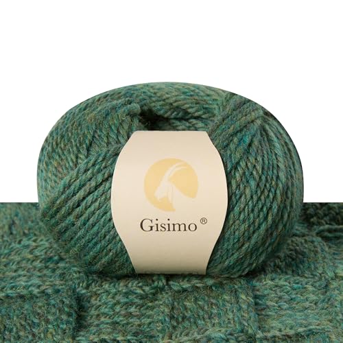 Gisimo 100 % Merinowolle, 3-lagig, luxuriöses und weiches Garn zum Handstricken und Häkeln (Dunkelgrün, 1 Knäuel) von Gisimo