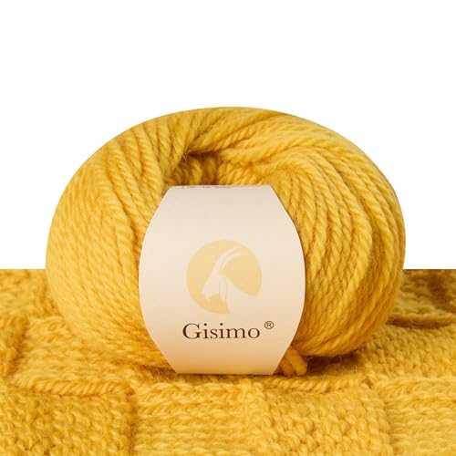 Gisimo 100 % Merinowolle, 3-lagig, luxuriöses und weiches Garn zum Handstricken & Häkeln (Gold, 1 Knäuel) von Gisimo