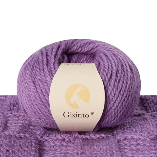 Gisimo 100 % Merinowolle, 3-lagig, luxuriöses und weiches Garn zum Handstricken und Häkeln (Violett, 1 Knäuel) von Gisimo