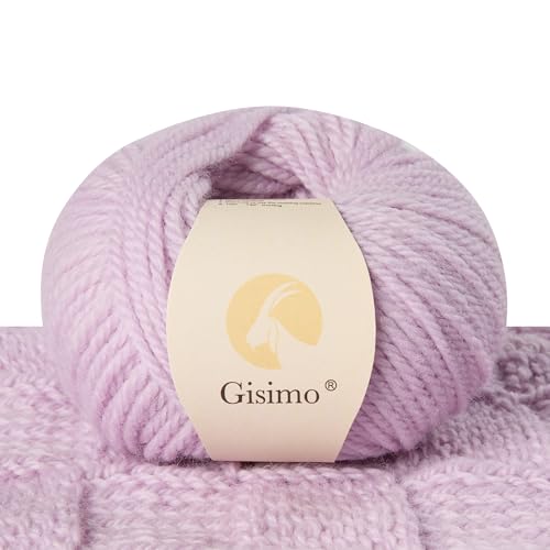 Gisimo 100 % Merinowolle, 3-lagig, luxuriöses und weiches Garn zum Handstricken und Häkeln (Violett, 1 Knäuel) von Gisimo