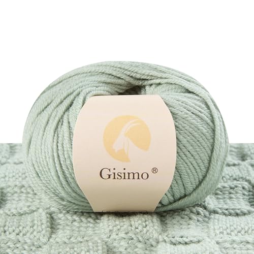 Gisimo 100 % Merinowolle, 6-lagig, luxuriöses und weiches Garn zum Handstricken und Häkeln, 50 g, 116 m (Ozeangrün, 1 Knäuel) von Gisimo