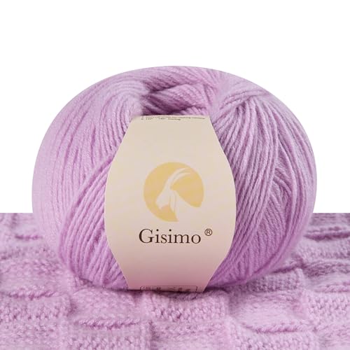 Gisimo 100 % innermongolisches Kaschmirgarn, 6-lagig, luxuriöses und weiches Garn zum Handstricken & Häkeln (Hellviolett, 1 Knäuel) von Gisimo