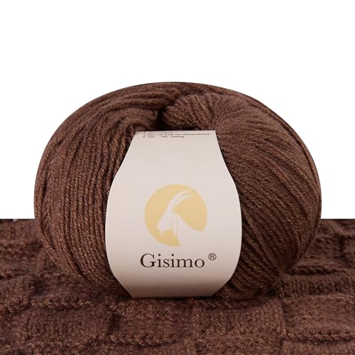 Gisimo 100 % innermongolisches Kaschmirgarn, 6-lagig, luxuriöses und weiches Garn zum Handstricken und Häkeln (Kaffee, 1 Knäuel) von Gisimo