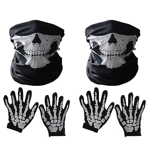 Gisoanudt Halloween Maske Scary Skull Chin Maske Skeleton Ghost Hand Schuhe für Performances, Partys, Dress Up, Festivals (6 Stück) von Gisoanudt