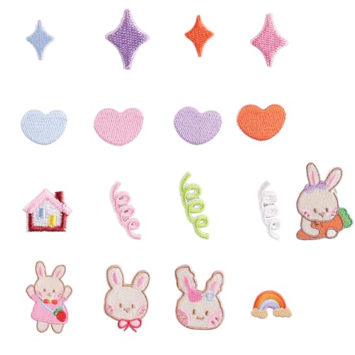 17 PCs Herz Nähen Auf/Eisen Auf Flecken Kaninchen Gestickte Flecken Reparaturnäht Für Rucksäcken Dekoration 17 PCs Herz Nähen Auf/Eisen Auf Flecken Kaninchen Gestickte Flecken Reparaturnäht Für Rucksäcken Dekoration von Gissroys
