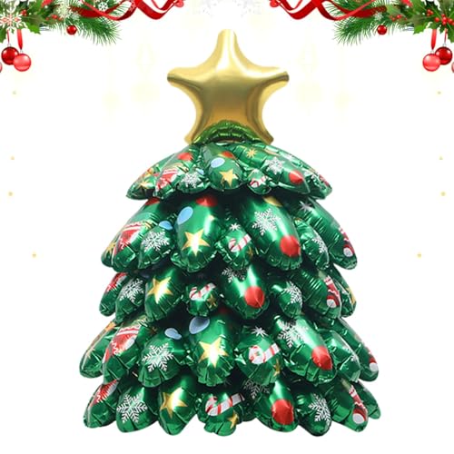 4D-Weihnachtsbaum-Ballon, Weihnachtsdekoration für drinnen und draußen, Aluminiumfolienballons, aufblasbare Weihnachtsdekorationen, Urlaubsballons, bunte Weihnachtsrequisiten, leichte von Gitekain