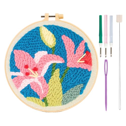 Flower Punch Needle Kit, Needlepoint Craft Kit, Handmade Needle Embroidery Kit, Creative Needle Craft Kit, Punch Needle Kit for Beginners, Flower Embroidery Kit, Punch Needle Kit, Beginner Needle von Gitekain