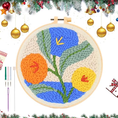 Flower Punch Needle Kit, Needlepoint Craft Kit, Handmade Needle Embroidery Kit, Creative Needle Craft Kit, Punch Needle Kit for Beginners, Flower Embroidery Kit, Punch Needle Kit, Beginner Needle von Gitekain