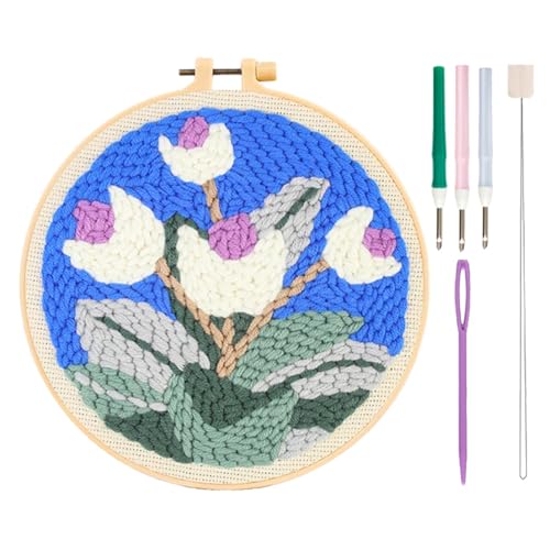 Flower Punch Needle Kit, Needlepoint Craft Kit, Handmade Needle Embroidery Kit, Creative Needle Craft Kit, Punch Needle Kit for Beginners, Flower Embroidery Kit, Punch Needle Kit, Beginner Needle von Gitekain