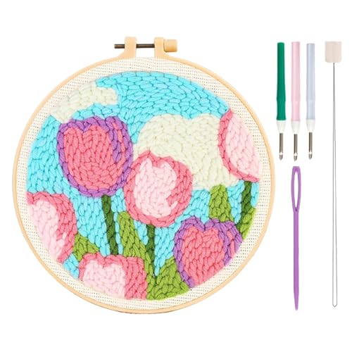 Flower Punch Needle Kit, Needlepoint Craft Kit, Handmade Needle Embroidery Kit, Creative Needle Craft Kit, Punch Needle Kit for Beginners, Flower Embroidery Kit, Punch Needle Kit, Beginner Needle von Gitekain