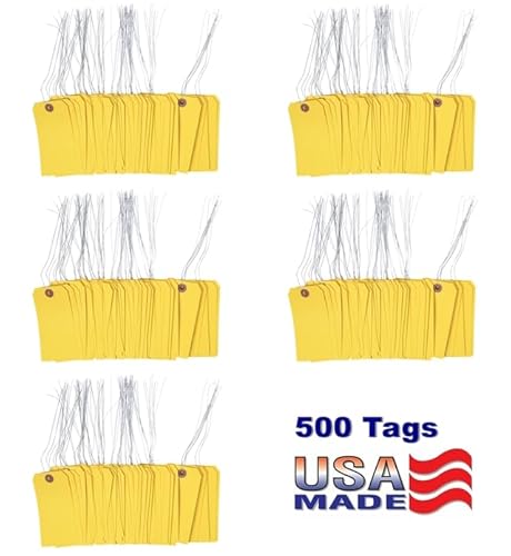 Gitway Gelbe Etiketten mit Draht, Größe 5, Maße: 4 x 86,4 x 96,5 cm (500 Stück) von Gitway