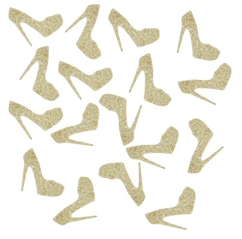 100 Stück High Heel Glitzer Papier Ausschnitte Konfetti für Junggesellinnenabschiede Dekorationen Hochzeit Brautdusche Tisch Streu - Gold von Giuffi