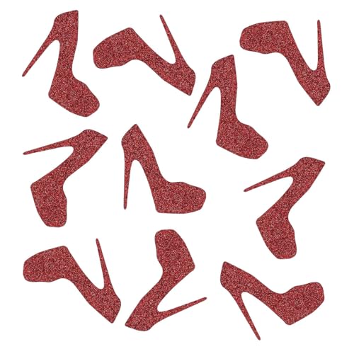 100 Stück High Heel Glitzer Papier Konfetti für Junggesellinnenabschied Dekorationen Hochzeit Brautdusche Tischdekoration Streuungen - Rot von Giuffi