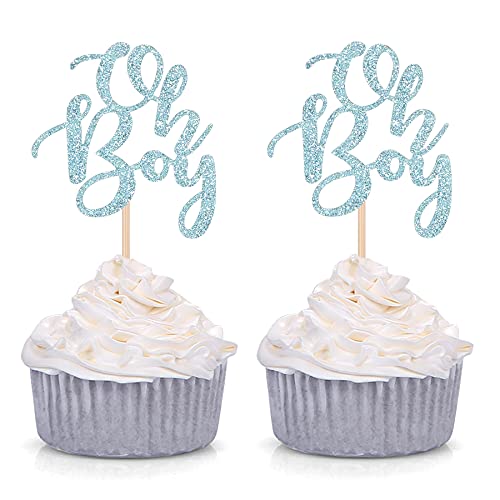 Blue Oh Boy Cupcake-Topper Party Dekorationen Babyparty Dekoration Picks - Set mit 24 Stück von Giuffi