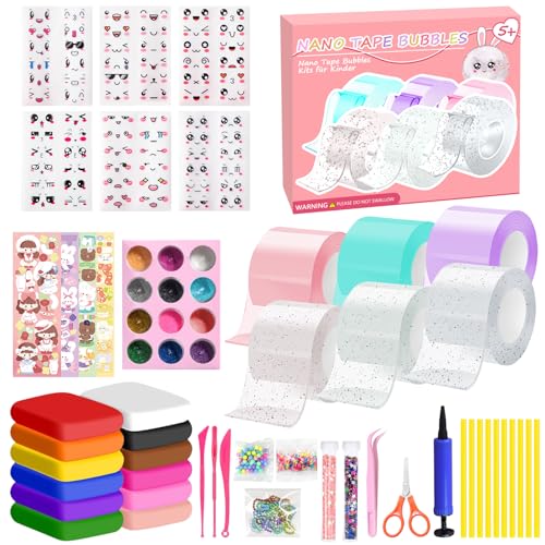 Giugio 70 Stück Nano Tape Bubbles Set, Doppelseitiges Klebeband Set DIY Craft, Blowing Bubble Tape, Aufblasbares Luftpolsterband, Traceless Adhesive Nano Tape mit Pailletten Aufkleber von Giugio