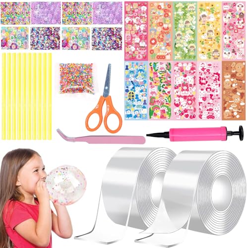 Giugio Nano Tape Bubbles Set, 34 Stück Doppelseitiges Klebeband Set DIY Craft, Blowing Bubble Tape, Aufblasbares Luftpolsterband, Traceless Adhesive Nano Tape mit Pailletten Aufkleber von Giugio