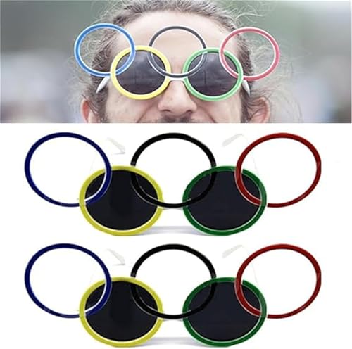 Giurui Olympische Ring Sonnenbrille, Fünf Ringe Olympische Party Brille, Olympische Party Brille, Sport Party Dekoration, Sportbrille, Sommer Sport Aktivität Party (2 Stück) von Giurui