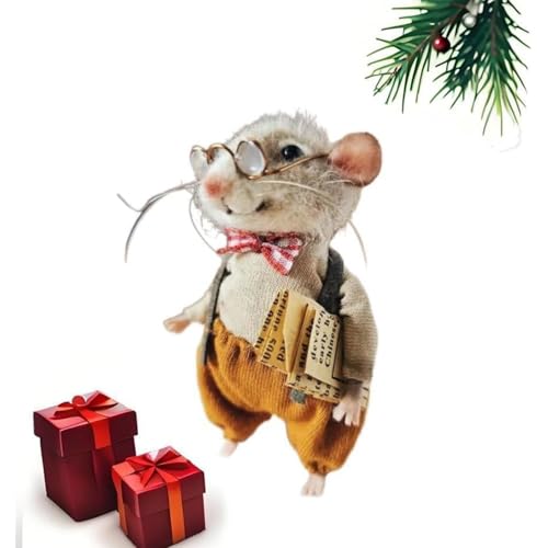 Weihnachten Nadel Filzmaus, Weihnachten Wollfilz Maus Ornament, Halloween Weihnachten Dekor, Filzmäuse Figur, Nadelfilz Weihnachtsmaus Puppe Dekorationen (Professor) von Giurui