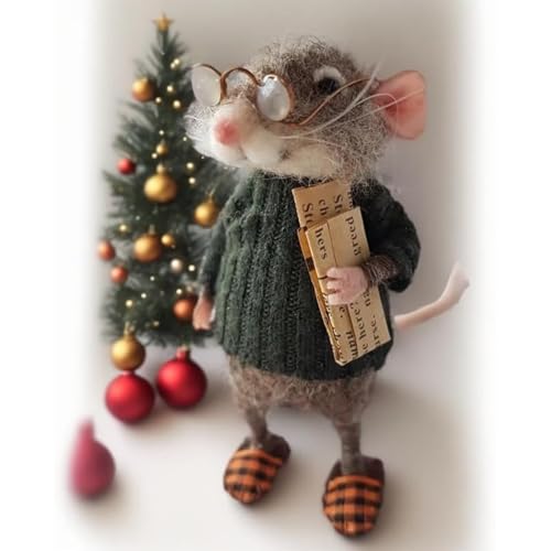 Weihnachten Nadel Filzmaus, Weihnachten Wollfilz Maus Ornament, Halloween Weihnachten Dekor, Filzmäuse Figur, Nadelfilz Weihnachtsmaus Puppe Dekorationen (Student) von Giurui