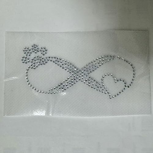 2 Stück Bling Infinity Paw Lover Silber Strass zum Aufbügeln 10,2 cm Breite Katze Hund Haustier Liebe Symbol Hotfix Transfer DIY Aufkleber Emblem Patch von GiveMOJO