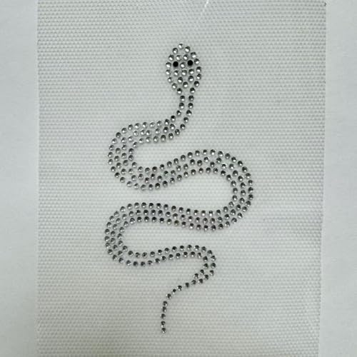 2 Stück Bling Snake Silber Strass Bügelbild 10,2 cm Breite Schlange Icon Hotfix Transfer DIY Aufkleber Emblem Patch von GiveMOJO