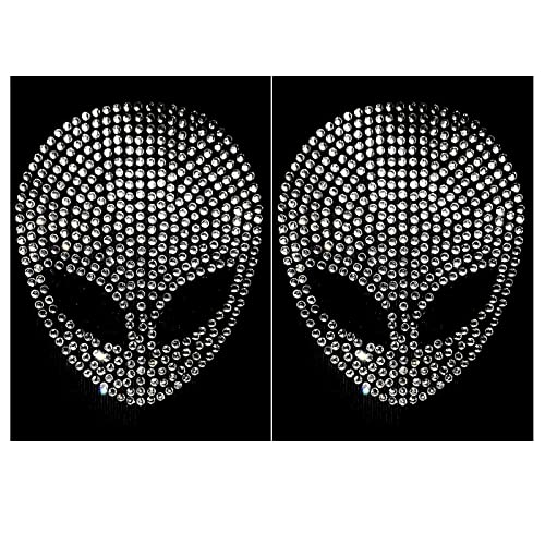 Xenomorph Hotfix Transfer DIY Aufkleber Emblem Patch Applique Alien Silber Strasssteine zum Aufbügeln 7,6 cm Höhe 2 Stück von GiveMOJO