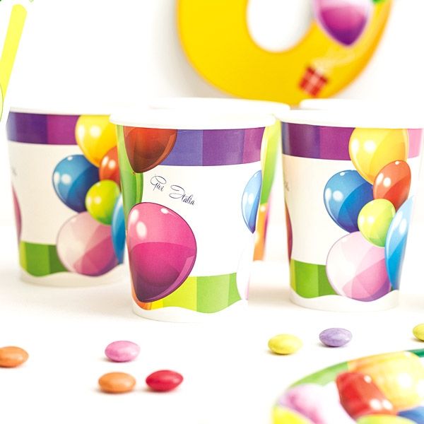 Partybecher "Ballons", 8 Stück, 250 ml von Givi Italia