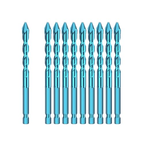 Giwnhvx 10-Teiliges Fliesenbohrer-Set, Blau, Spatenbohrer-Set, Hohe Härte, Exzenterbohrer, Bohrmaschine, Zubehör für Elektrowerkzeuge, 8 mm von Giwnhvx