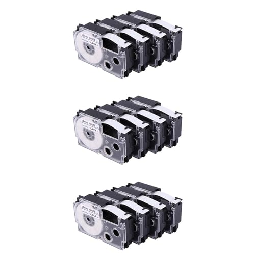 Giwnhvx 12 Pack 12 mm Etiketten Drucker in Schwarz auf Kompatibel mit KL1500 KL2000 KL7000 KL7200-100 KL120 KL60-750B Etiketten Druckern von Giwnhvx