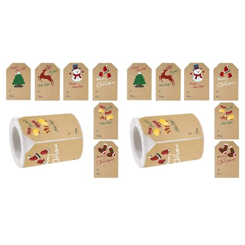 Giwnhvx 2X Weihnachtsetiketten-Aufkleber, Weihnachtsgeschenketiketten-Aufkleber, 250 Stück/Rolle, Weihnachtsgeschenketiketten, Urlaubsgeschenk-Aufkleber, 6 Stile von Giwnhvx