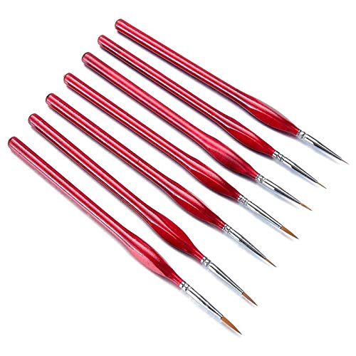 Giwnhvx 7 StüCk Pinsel-Set Dreieckiger Holzpinsel Gouache Hook Line Pen Hakenstift Handbemalter Hook Line Pen (Rot) von Giwnhvx