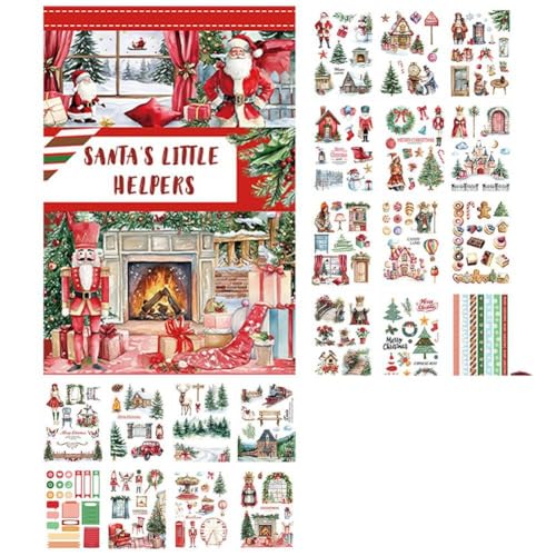 Giwnhvx Scrapbooking-Aufkleber-Set, Scrapbooking-Ledger, Dekorative Aufkleber-Material-Set, Vintage-Weihnachtsmuster, Bastelwerkzeug B von Giwnhvx