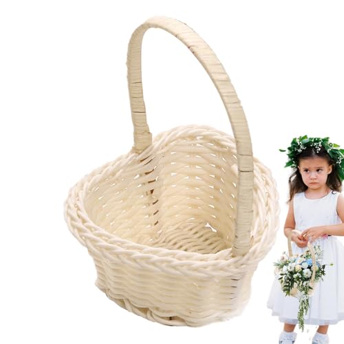 Blumenkorb Hochzeit Weiß | -ni-Webkörbe | Hochzeits-Blumenkorb | Körbe Für Blumenmädchen | Handgewebter Osterkorb Aus Rattan | Hochzeit Blumenmädchen Körbe Für Hochzeit Dekoration von Giwuence