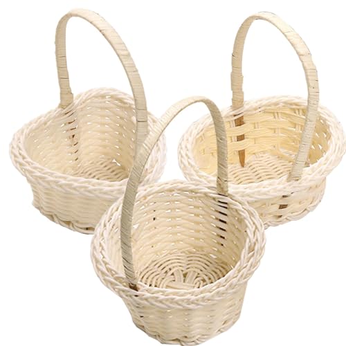 Blumenkorb Hochzeit Weiß | -ni-Webkörbe | Hochzeits-Blumenkorb | Körbe Für Blumenmädchen | Handgewebter Osterkorb Aus Rattan | Hochzeit Blumenmädchen Körbe Für Hochzeit Dekoration von Giwuence